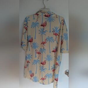 Tropical Bros Flamingo Print Men's Shirt Size XL